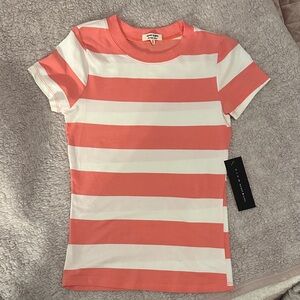 Heart Hips Coral and White Striped Kids Tee